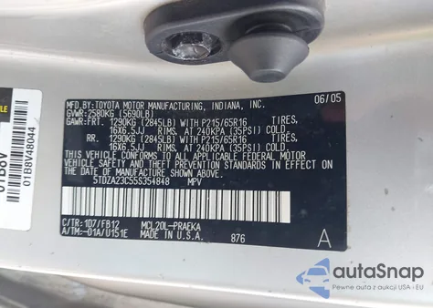 2005 Toyota Sienna Le from USA, damaged, VIN 5TDZA23C55S354848